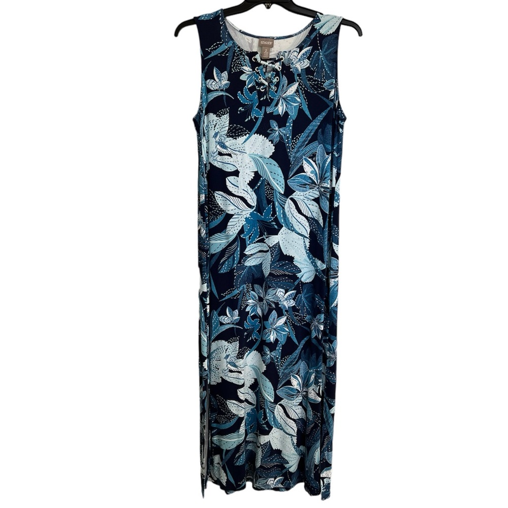 Chico’s Lavish Gardens Briah Lace Up Maxi Dress, size 2